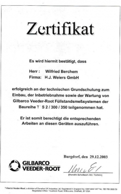 Zertifikat Wilfried_VeederRoot_2003